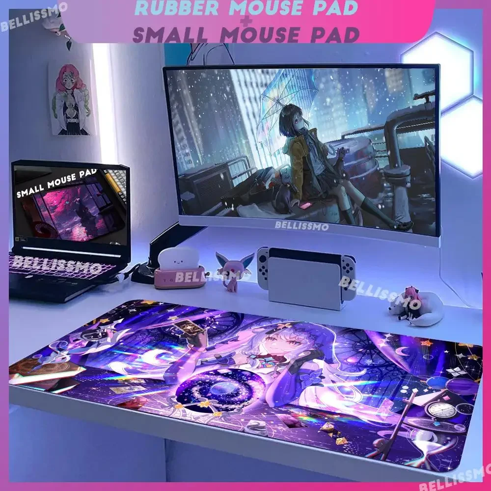 

Popular Honkai Star Kawaii Black Swan Mouse Pad Non-Slip Rubber Edge locking mousepads Game play mats for notebook PC desk Mat