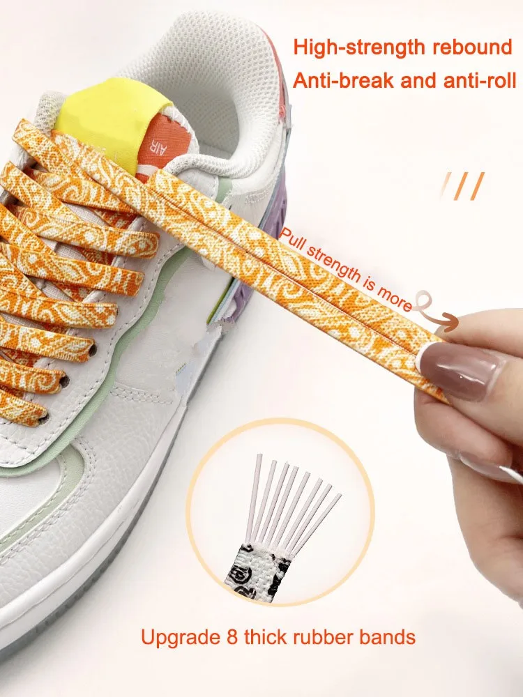 1 Paar elastische Schnürsenkel Turnschuhe Kinder Erwachsene 8mm flache Schnürsenkel ohne Krawatten af1/aj keine Krawatte Schnürsenkel für Schuhe Zubehör – Detail 3