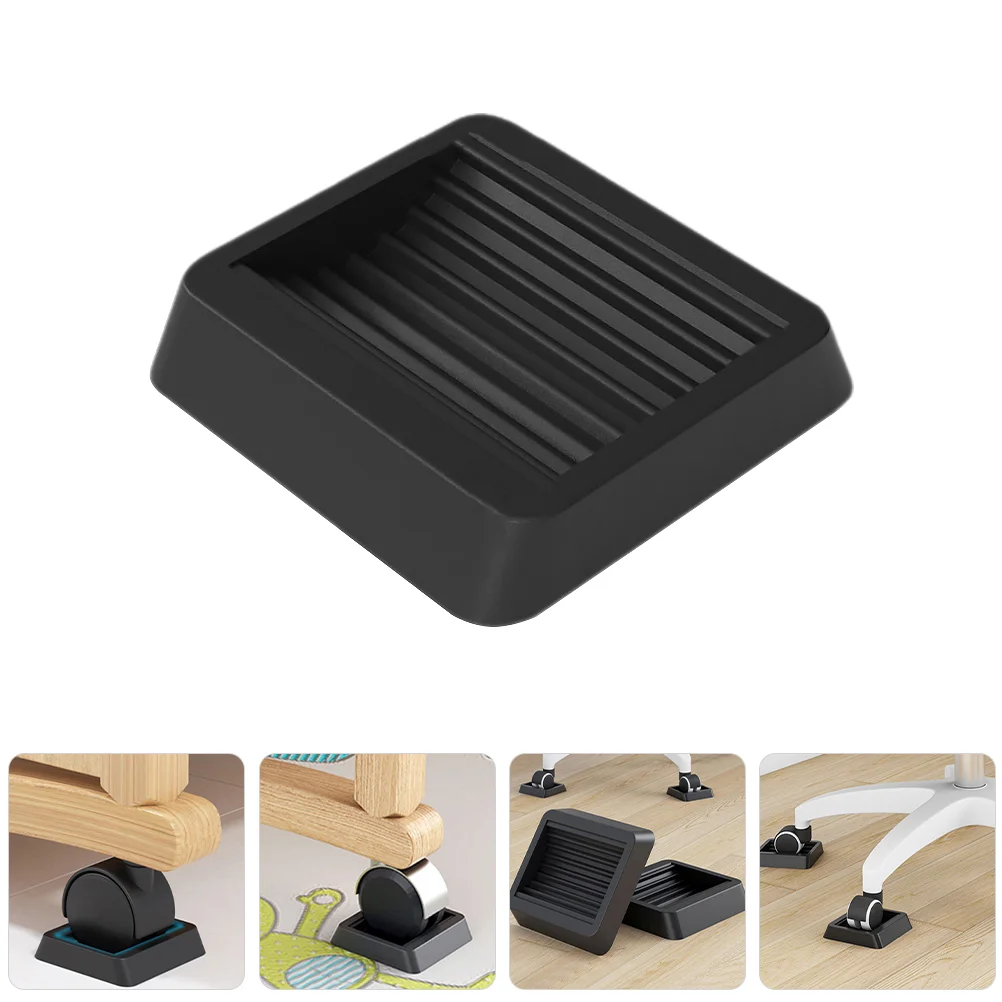 5 Pcs Roller Skating Chair Fixing Pad Wheel TPU Stop Supplies Chock Furniture Slot Anti-skid Black Nonslip Office