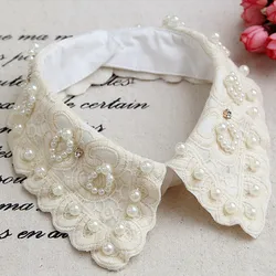 Collier de perles en dentelle vintage pour femmes, faux col de chemise, décoration coréenne, poignées amovibles