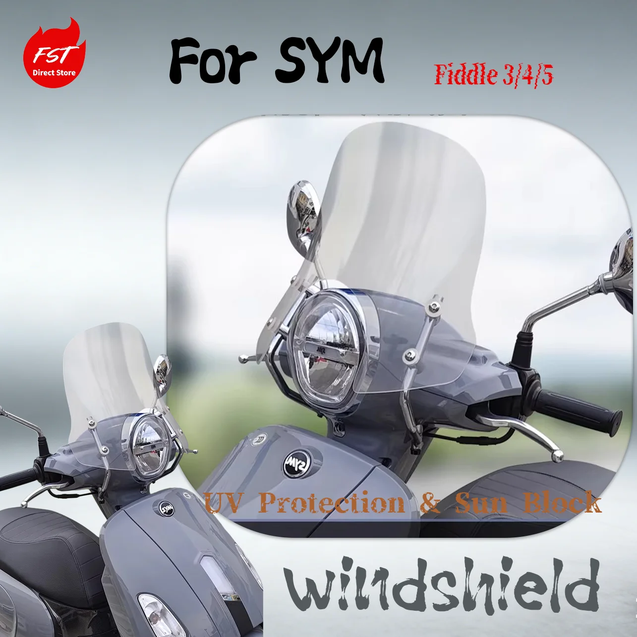 

Ветровое стекло для SYM Fiddle 5, подходит для Fiddle 3/4, с отверстиями по OEM-раскладке, защита груди
