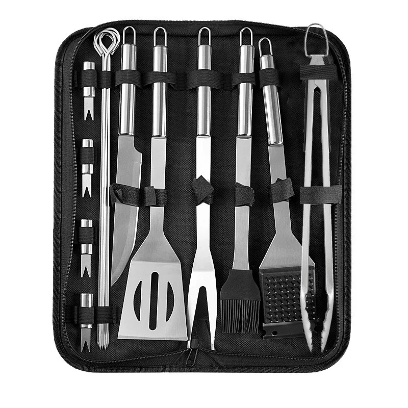 Image of 3/10/15-teiliges Grillset, Grillwerkzeug-Set, Camping-Utensilien, Hitzebeständiger Edelstahl, Unverzichtbar für Garten-Grillpartys