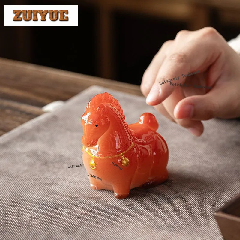 Resin Color-changing Fortune Horse Tea Pet Creative Tea Games Tea Figurine Play Toys Tea Statue Ornaments For Tea Accessories