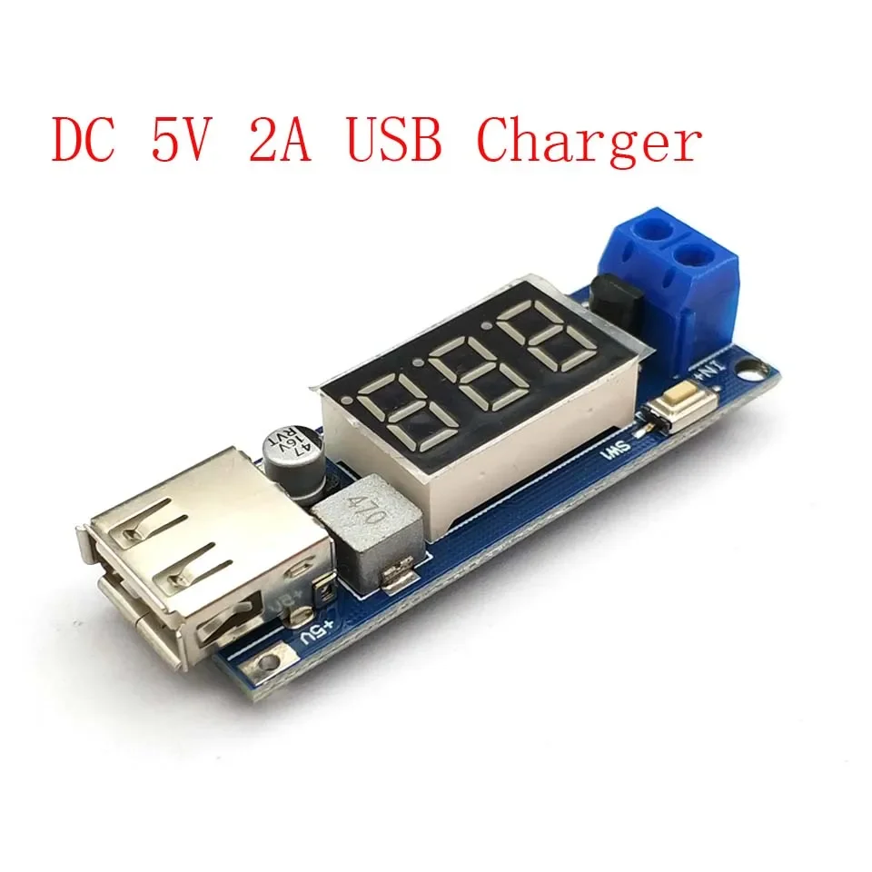 DC-DC 4.5-40V To 5V 2A USB Charger LED Step-down Buck Converter Voltmeter Module Low Power