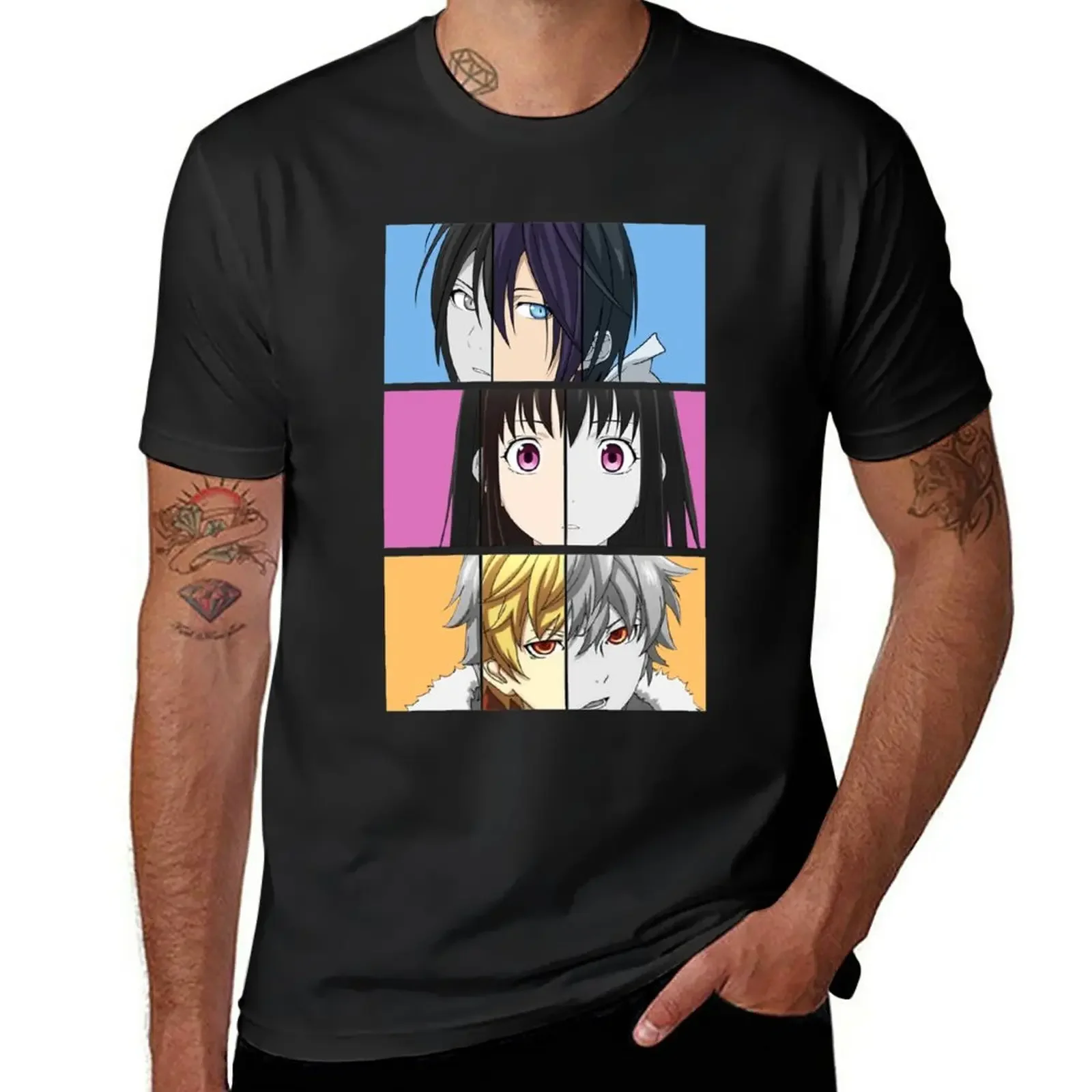 

New three faces beautiful anime noragami art gift for fans T-Shirt Anime t-shirt tops heavyweight t shirts for men