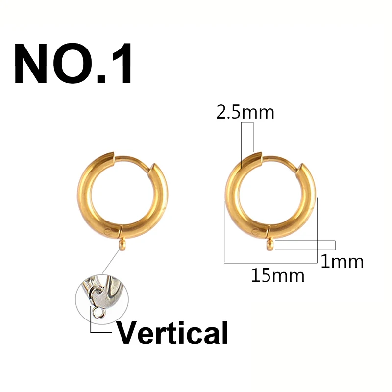 10Pcs 15MM 19MM Stainless Steel Round Hoop Earrings Base Earring Findings for DIY Earrings Making Supplies Jewelry Accessories