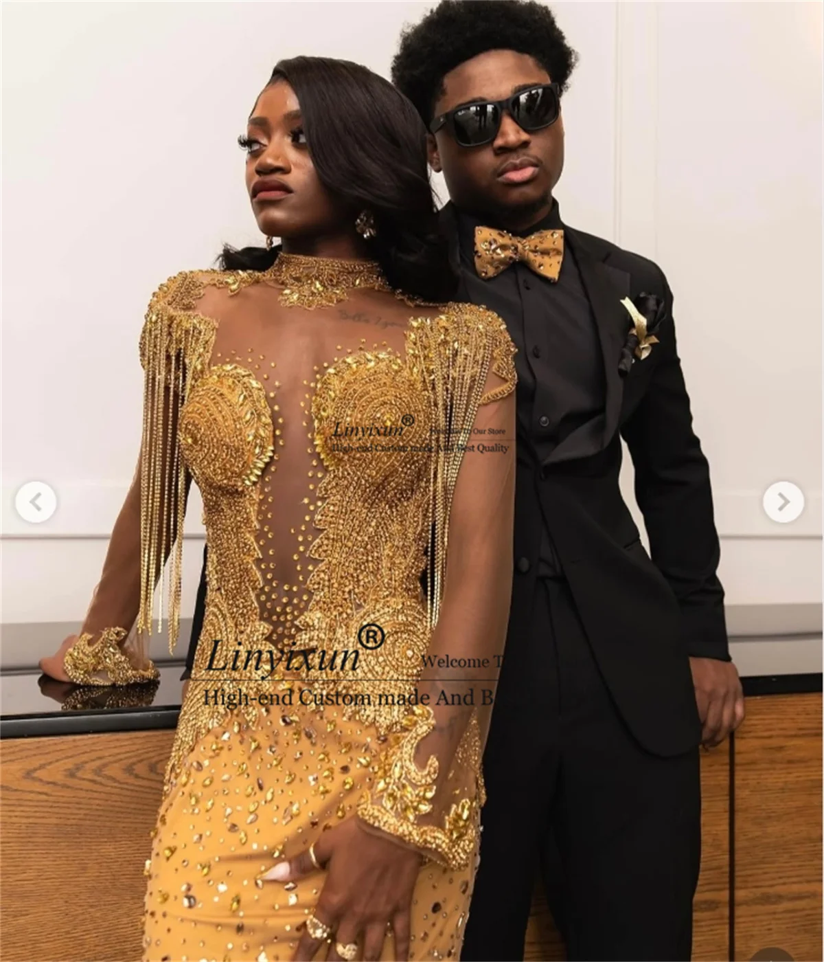 Aso ebi mangas compridas vestido de baile 2025 lantejoulas miçangas sereia vestidos de noite apliques de luxo longo festa africana robes de soirée