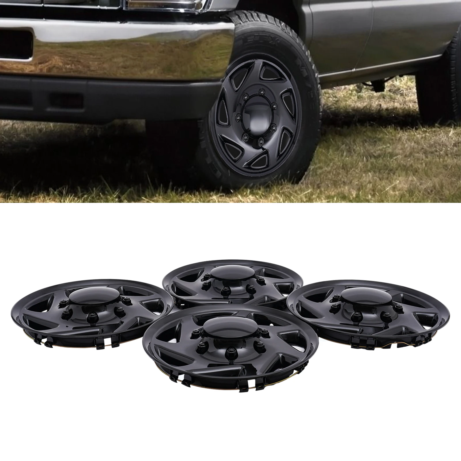 4 New Wheel Covers Hub Caps for Ford E350 E450 Econoline Van Full Wheel Covers Hub Caps Rim Simulators