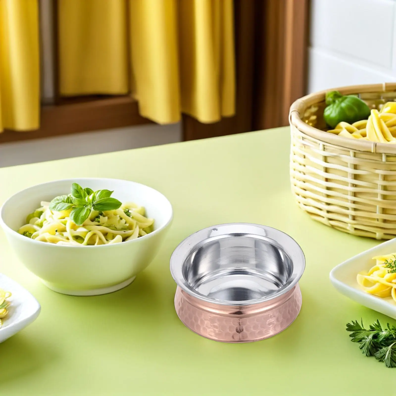 Indian Hammered Serveware Bowl 4.5 Inch for Curry Rice Soup Salad Serving Elegant Decorative Asian Tableware Dish Dishwasher