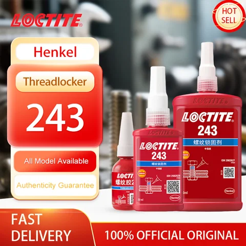 100% Original Loctite 243 Threadlocker Screw Glue Blue Medium Strength Anaerobic Glue Screw Fixer 10ml/50ml/250ml