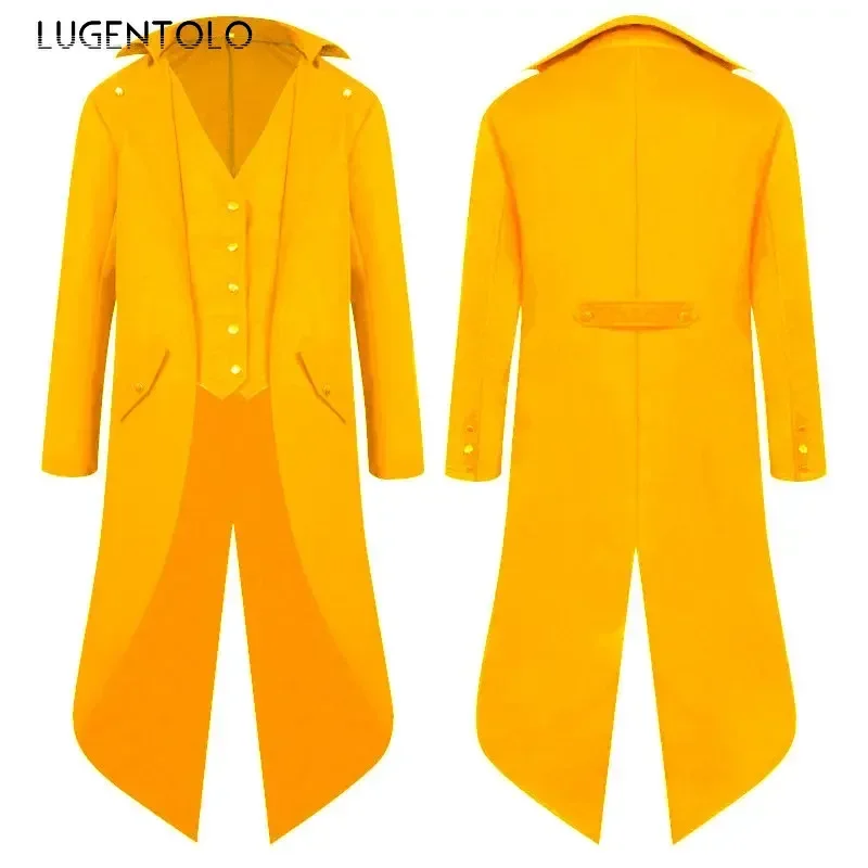 Men Medieval Steampunk Coat Vintage Tuxedo Halloween Cosplay Costume Tailcoat Male Renaissance Single-breasted Long Jacket