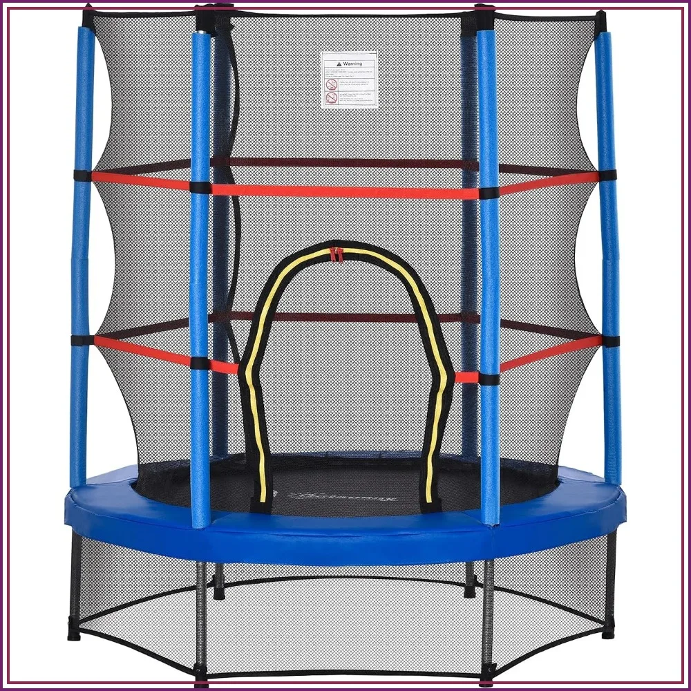 55" Mini Trampoline for Kids 3-6, Indoor/Outdoor with Enclosure Net, Springless Design, Safety Pad, Steel Frame, 99 lbs Capacity