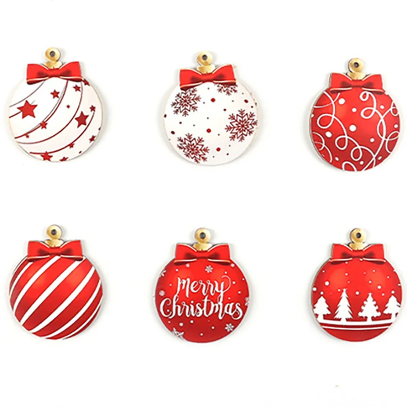 (12 Pcs/pack)7*5.7cm Christmas Tree Pendant Christmas Ball Wooden Chip Decoration Creative Party Xmas Tree Home DIY