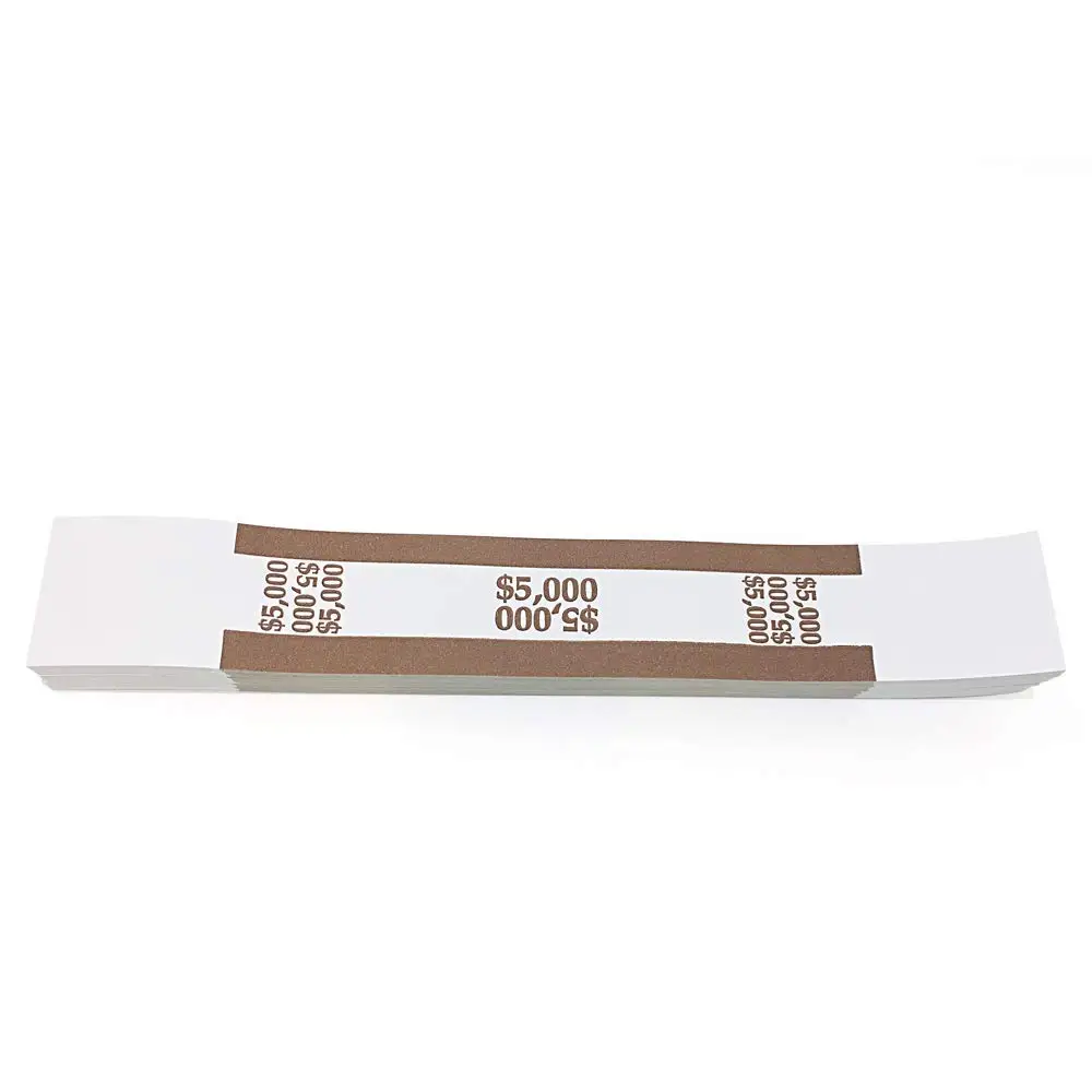 

L LIKED $5000 Currency Band Bundles Self Sealing Blank White Currency Straps Bands Money Bill Band Strap New, Brown