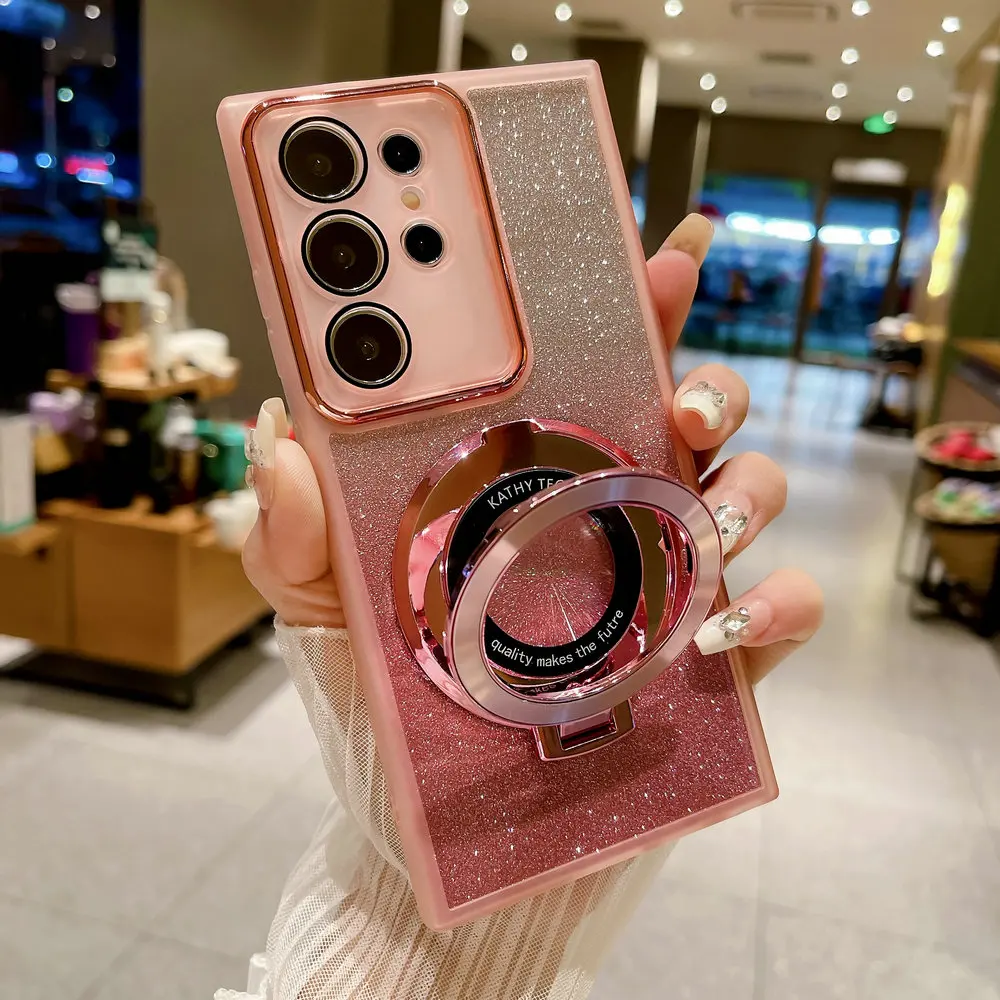 For OPPO A80 5G Bling Ring Holder Anti-Shock TPU Soft Case,Glitter Rugger Armor TPU Case With Stand For OPPO K12X A3 Pro 5G