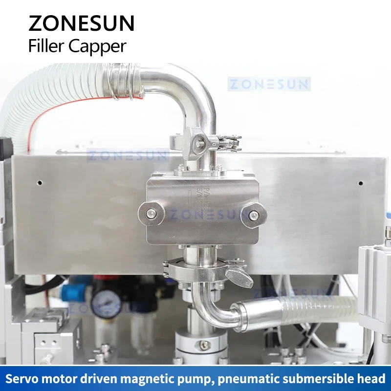 Zonesun Spout Pouch Packing Machine Rotary Liquid Filler Capper Monoblock Servo Motor Gear Pump ZS-SVFC1