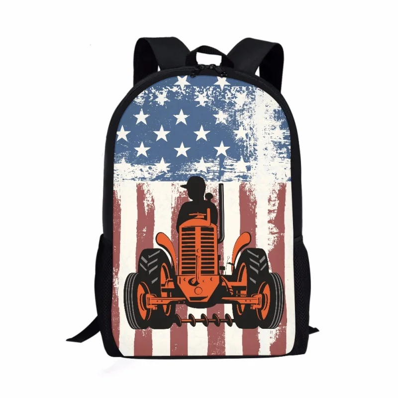 Cartoon Farm Truck Print Kinderen Studenten Schooltas Meisjes Jongens Boekentas Laptop Tas Dagelijks Casual Rugzak Reisrugzakken