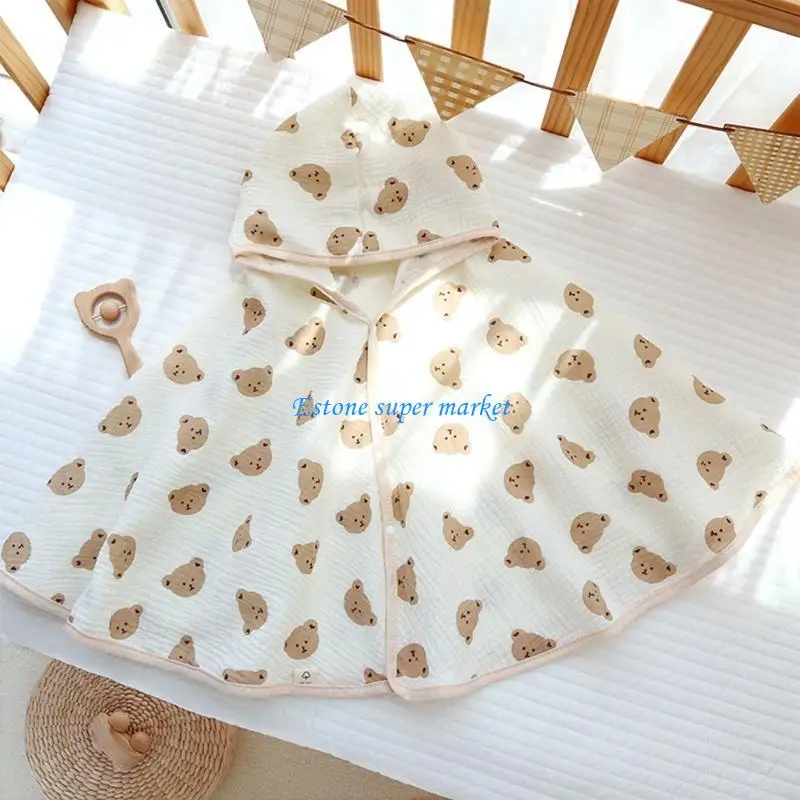 

090B Cotton Hooded Towel Toddler Sunscreen Towels Baby Boys Girl Beach Pool for Play