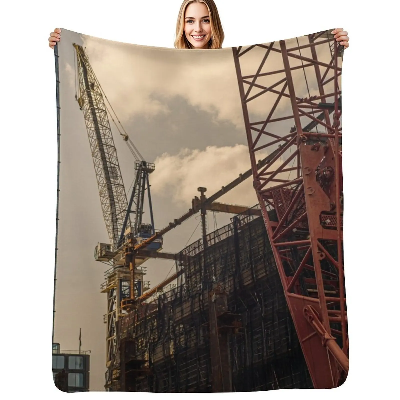 Construction Cranes 2 Throw Blanket Extra Large Throw Decoratives warm winter Thin Luxury Throw Cute Blankets