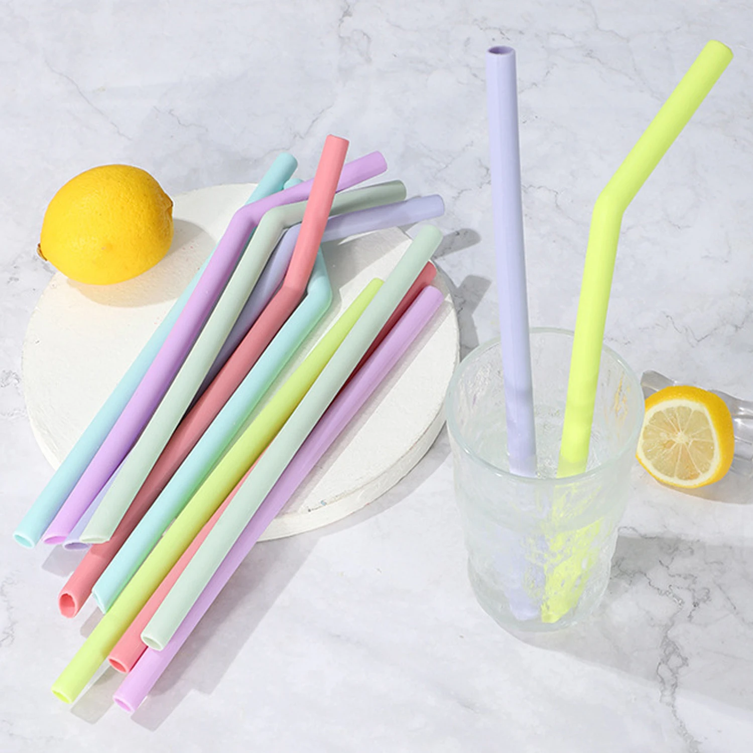 Accesorios para Vasos de Té de Burbujas, Resistentes a los Arañazos, Resistentes al Calor, Pajitas de Silicona Reutilizables y Coloridas