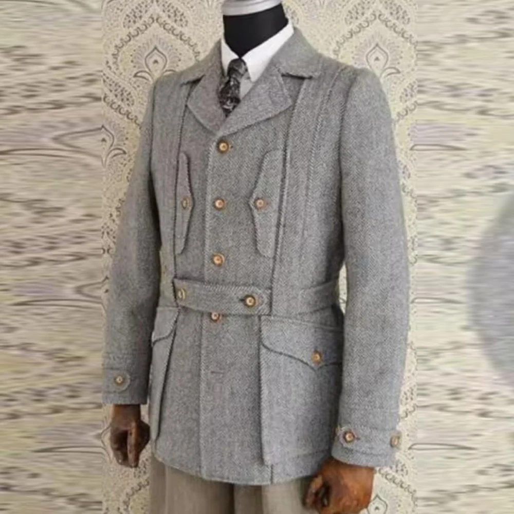 Herrenanzug mit Fischgrätenmuster, 1-teilige Jacken, normaler einreihiger Blazer, maßgeschneidert, einzigartiges Design, Bräutigam, Hochzeit, Smoking, Outfits