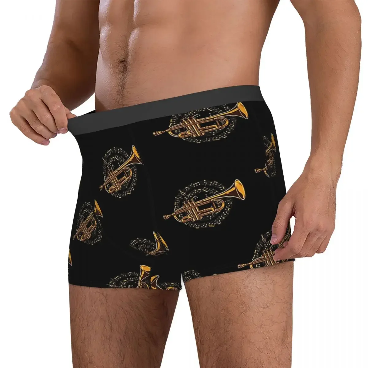 Calzoncillos Boxer, pantalones cortos, trompeta, partituras, jugador de trompeta, bragas de músico, ropa interior suave masculina para hombre, regalo