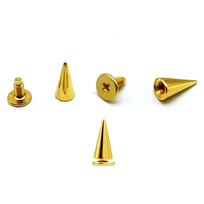 6*12mm 100sets Punk Spike Cone Spots Metal Studs Leathercraft Rivets Bullet Clothes Bags Belt Pet Collars Garment Rivets