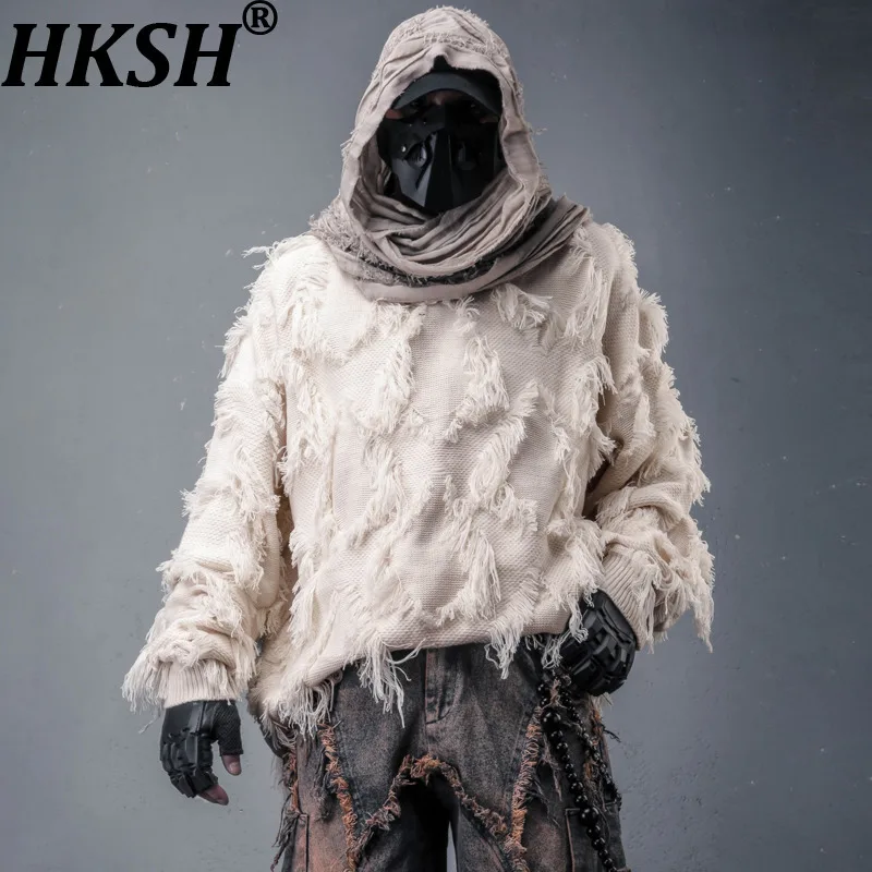 HKSH Autumn Winter New Man Waste Land Style Fashion Tassel Jacquard Design Knitted Sweater Trendy Niche Casual Pullovers HK13383