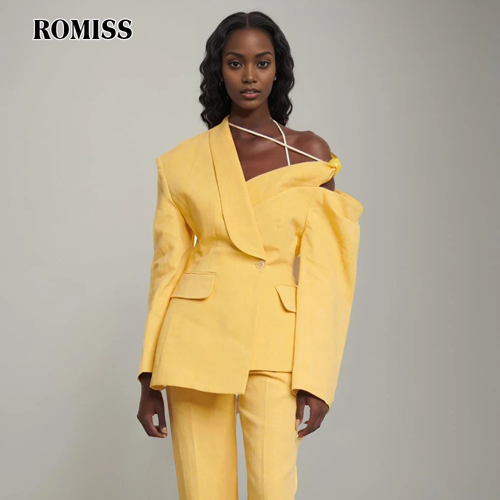 

ROMISS Hollow Out Blazers For Women Notched Collar Long Sleeve Slim Spliced Pocket Blazer Female Fashion Style Clothing