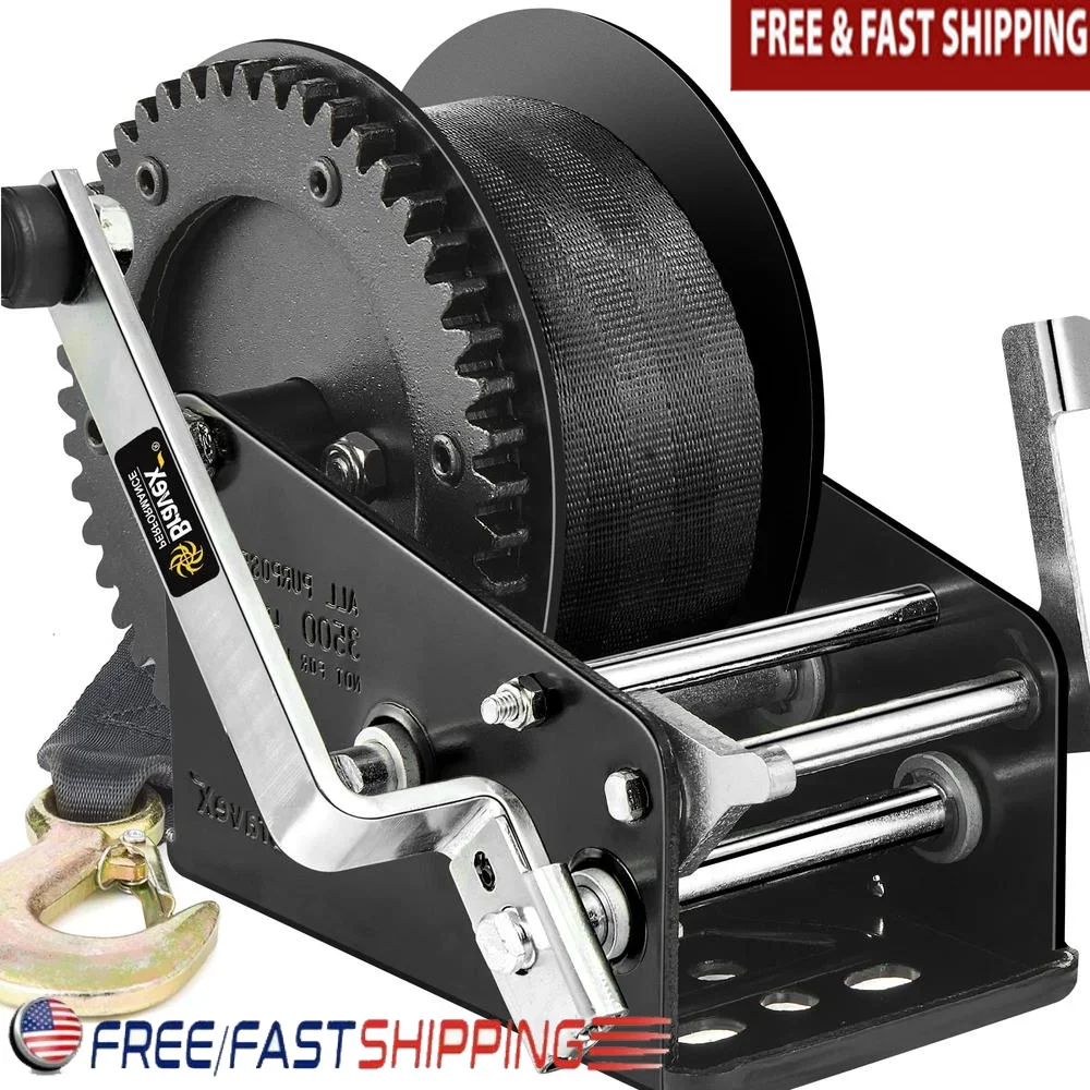 3500 رطل الثقيلة قارب مقطورة ونش مع حزام 33ft المحمولة اليد اتجاهين اسئلة دليل ونش SUV ATV UTV 4:1/8:1 نسبة التروس