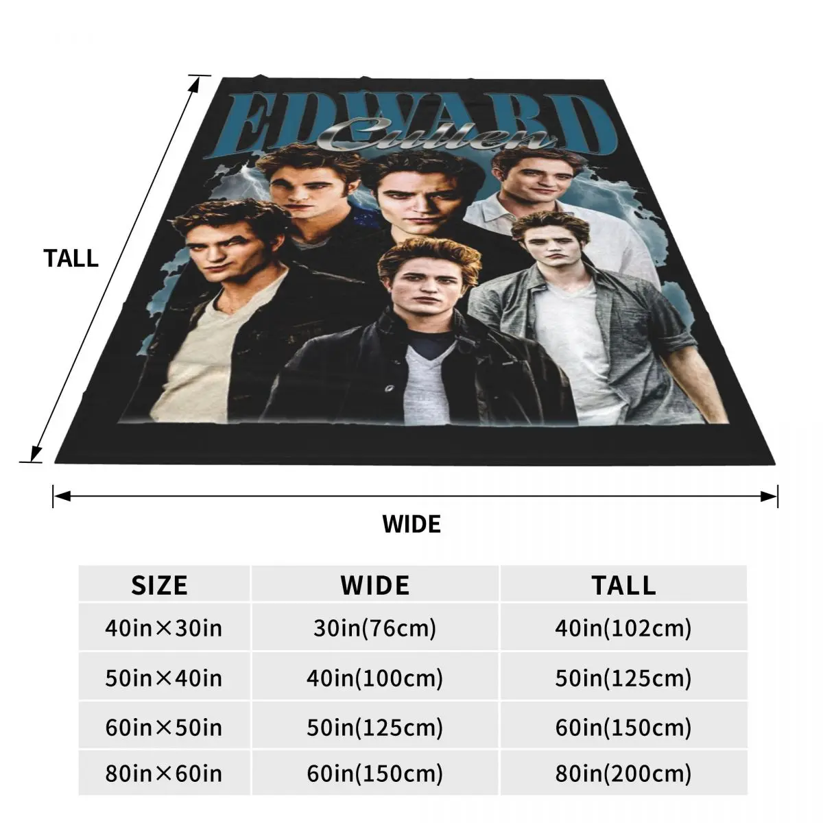 Edward Cullen Retro 90 Homage Twilight Blanket Cover Robert Pattinson Wool Throw Blankets Airplane Travel Soft Warm Bedsprea