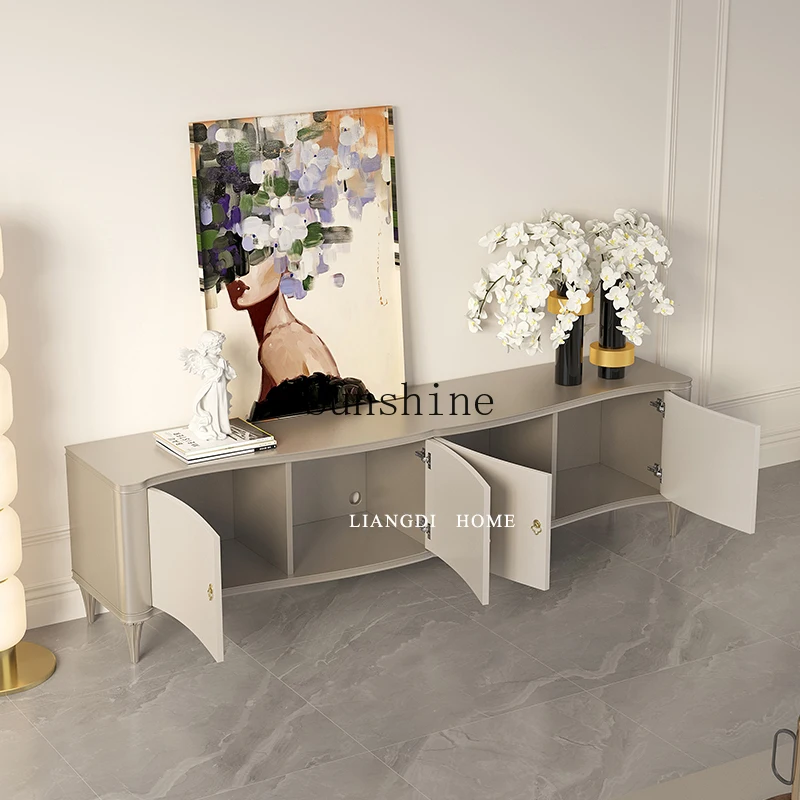 Französischer heller Luxus-TV-Schrank aus massivem Holz, moderne, einfache, kleine Wohnung, Couchtisch-Kombination, Wohnzimmer-Aufbewahrung