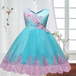 Flower Baby Girl Princess Dress for Weddings Elegant Lace Infant Outfits 1st Birthday Party Prom Gown New Year Kids Girl Clothes