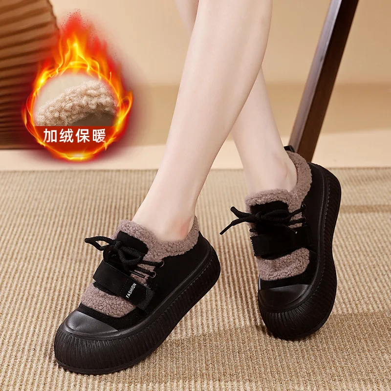 Women's Casual Shoes 2025 Winter New Warm Platform Shoes Outdoor Fashion All-match Sneakers Comfortable Low-top Vulcanized Shoes