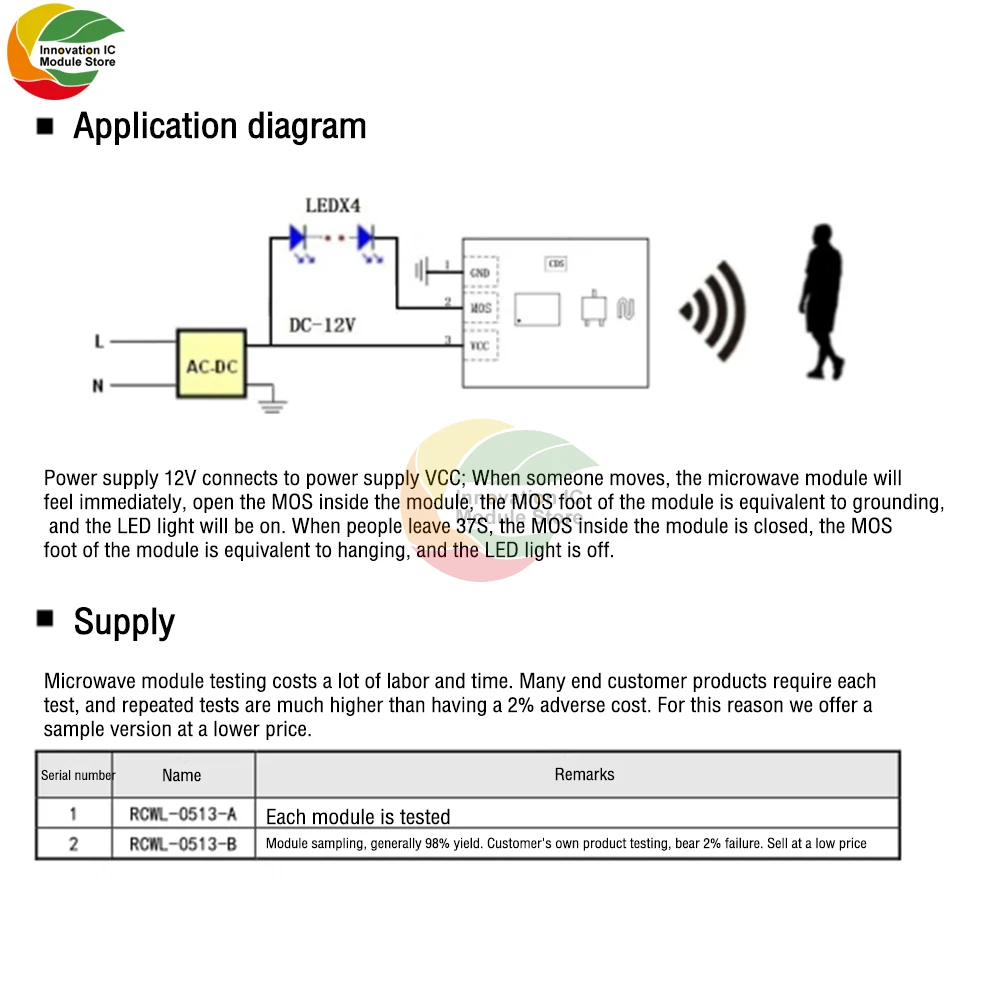 DC3-30V RCWL-0513 microwave radar human body induction switch module intelligent induction detector can be directly lit