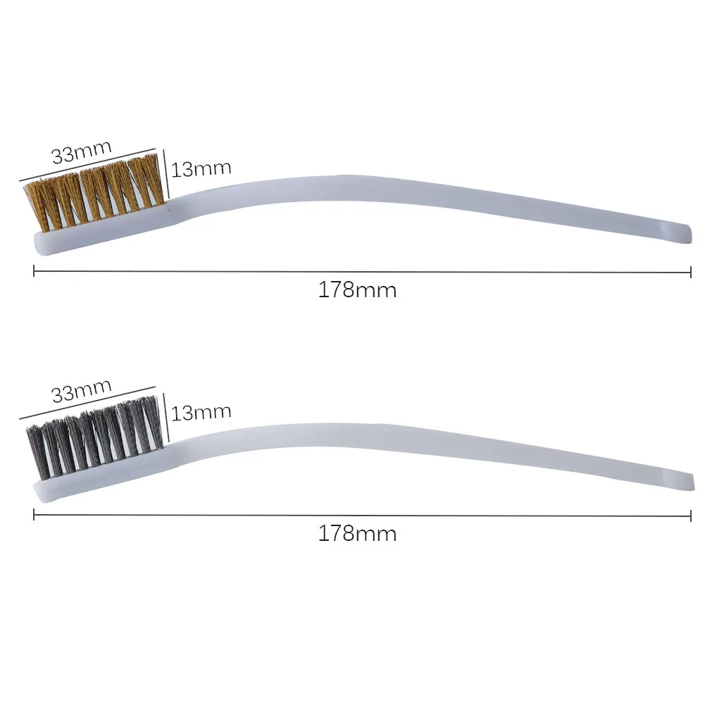 2Pcs Small Wire Brushes Rust Remover Cleaner Stainless Steel Brass Wire Bristle Brush for Cleaning Welding Slag Rust