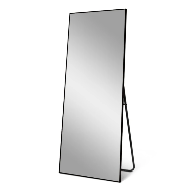 

Full body full-length mirror simple white cream wind floor mirror with bracket wall-mounted