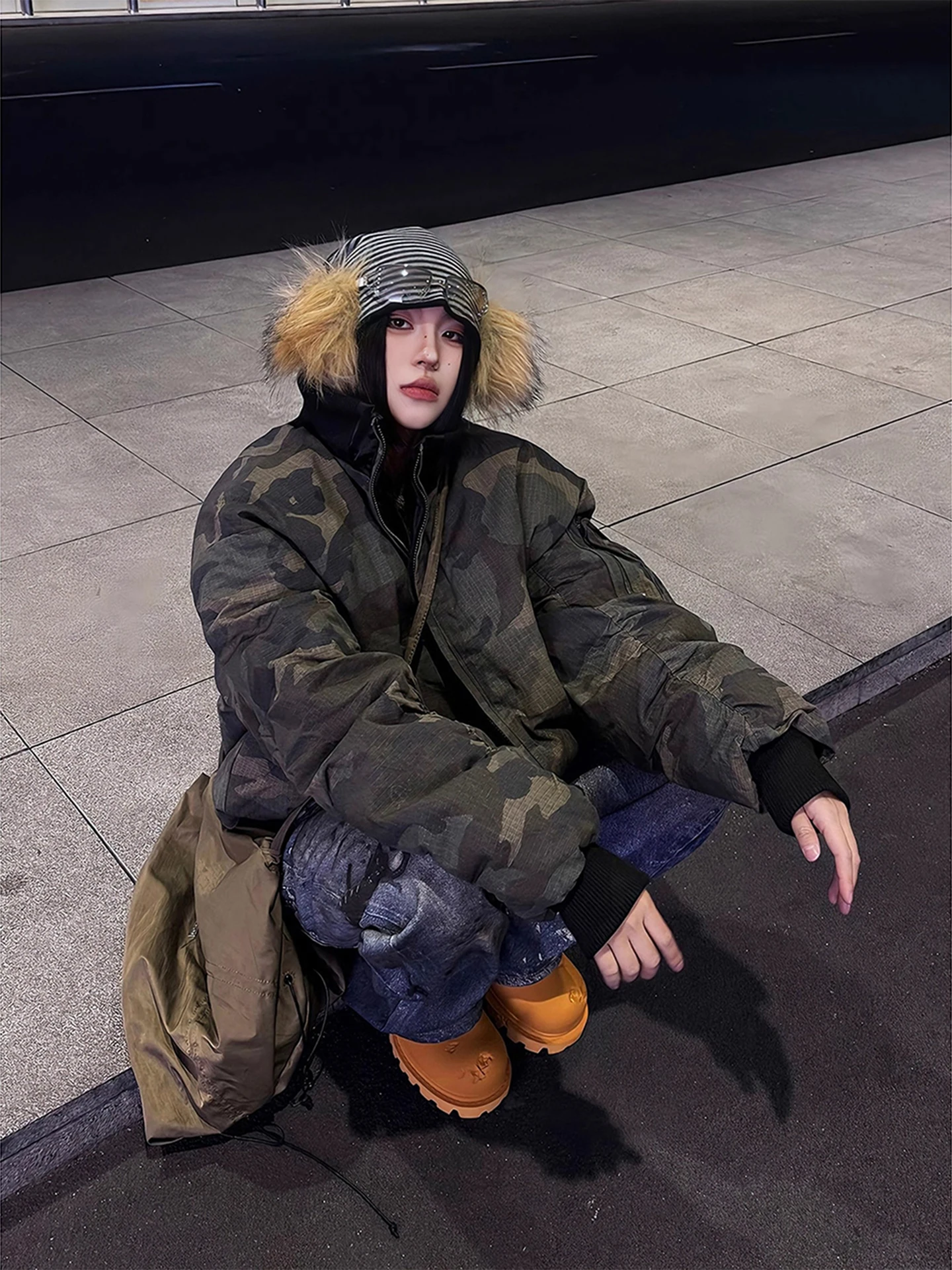 

Camouflage Double-Sided Wear Jacket Cotton Suit Men's Style Autumn Winter Thick Warm Cotton Coat Cleanfit Flight Outerwear