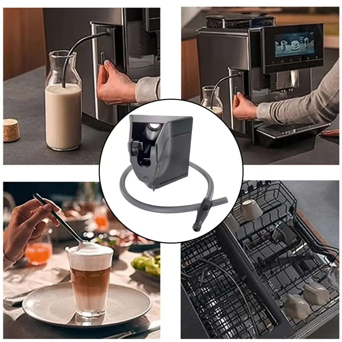 Milk Container Adapter Kit for for EQ Series Coffee Machine with Hose Connector and Dishwasher Safe Design