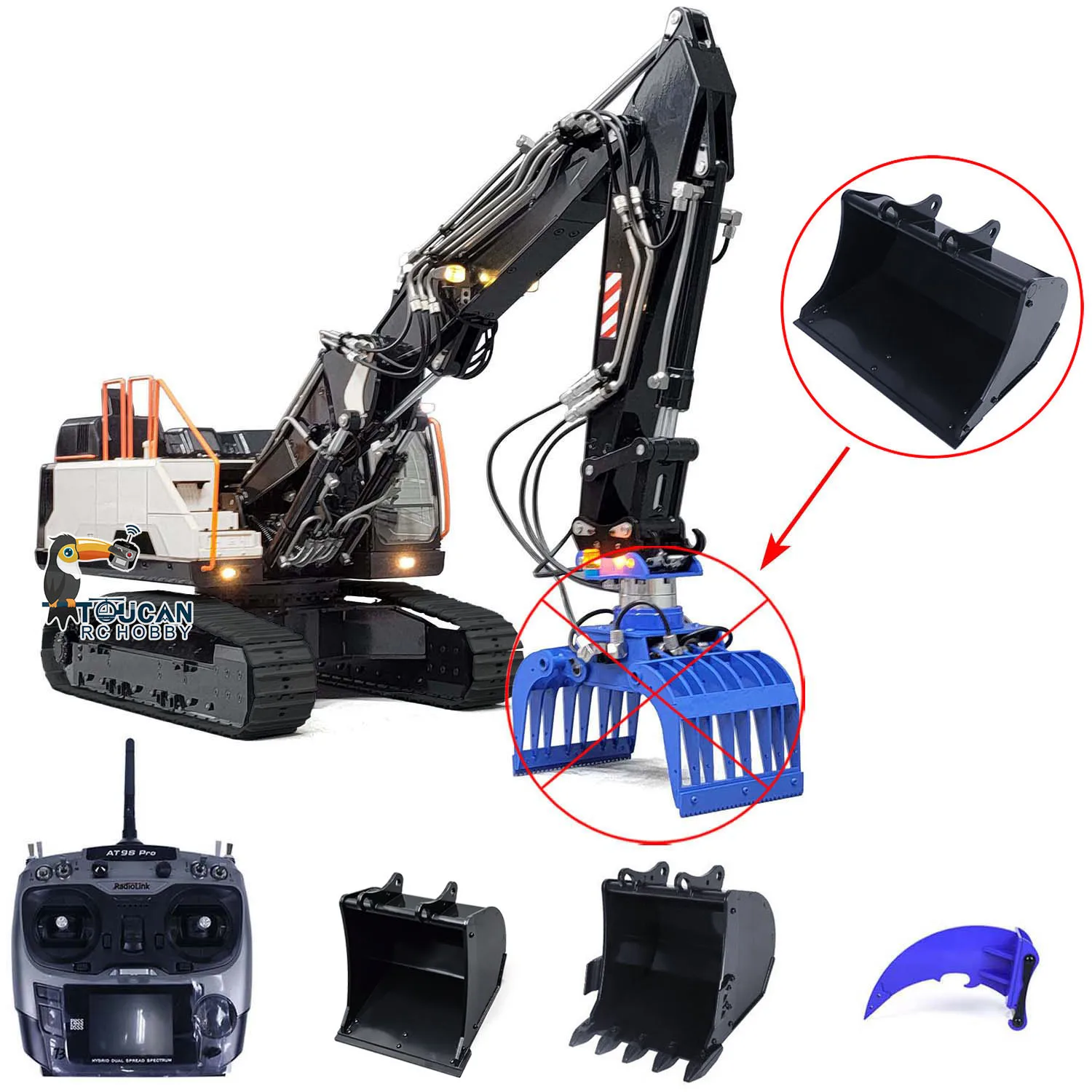 1/14 EC380 Hydraulic RC Excavator Metal Tracked 3 Arms Remoted Painted Assembled Cars Diggers Toucan Boys Toys Vehicle TH22509