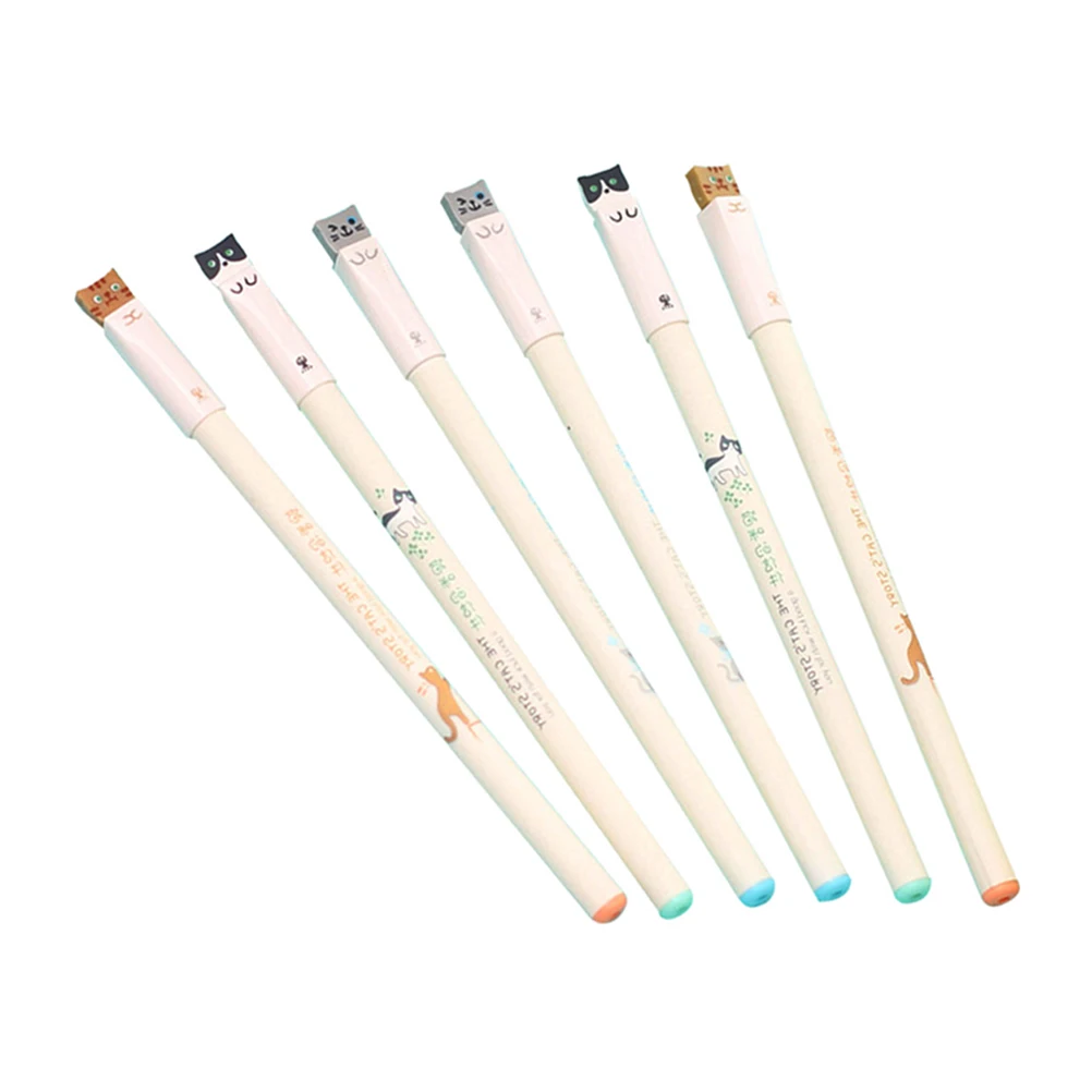 

6pcs Cat Gel Pens with 0.38mm Extra Black Ink Office Supplies Stationery for Students