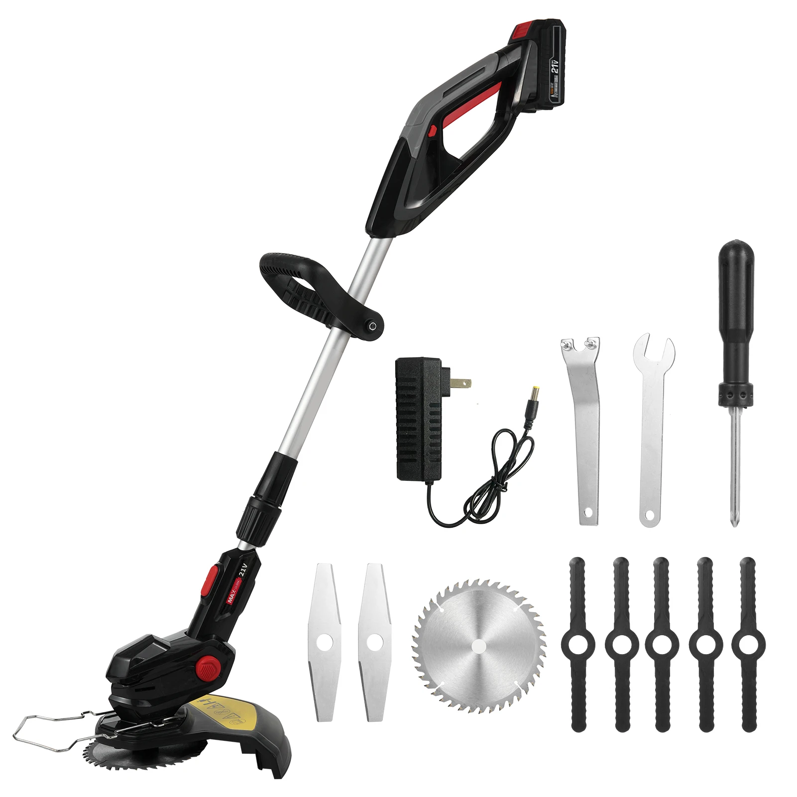 Electric Weed Eater Cordless Lawn Trimmer Weed Wacker Battery Powered Trimmer Lawn Edger with Adjustable Length and 3 Types Blad