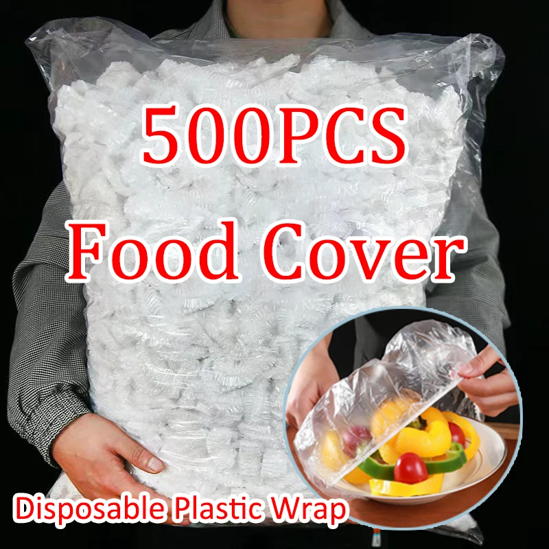 Disposable Food Cover Plastic Wrap Elastic Food Lids Fruit Bowls Cups Caps Food Fresh SealKitchen Fresh Keeping Saver Bag Dust