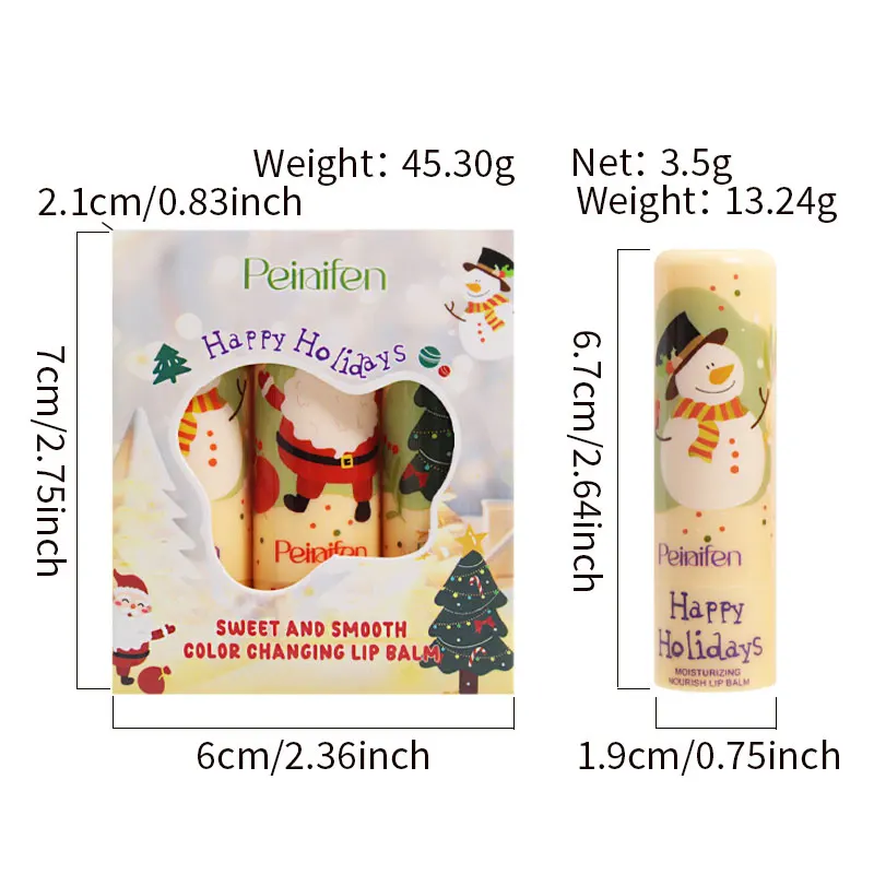 Batom que muda de três cores, hidratante e calmante, muda de cor com temperatura, conjunto de batom refrescante e não gorduroso