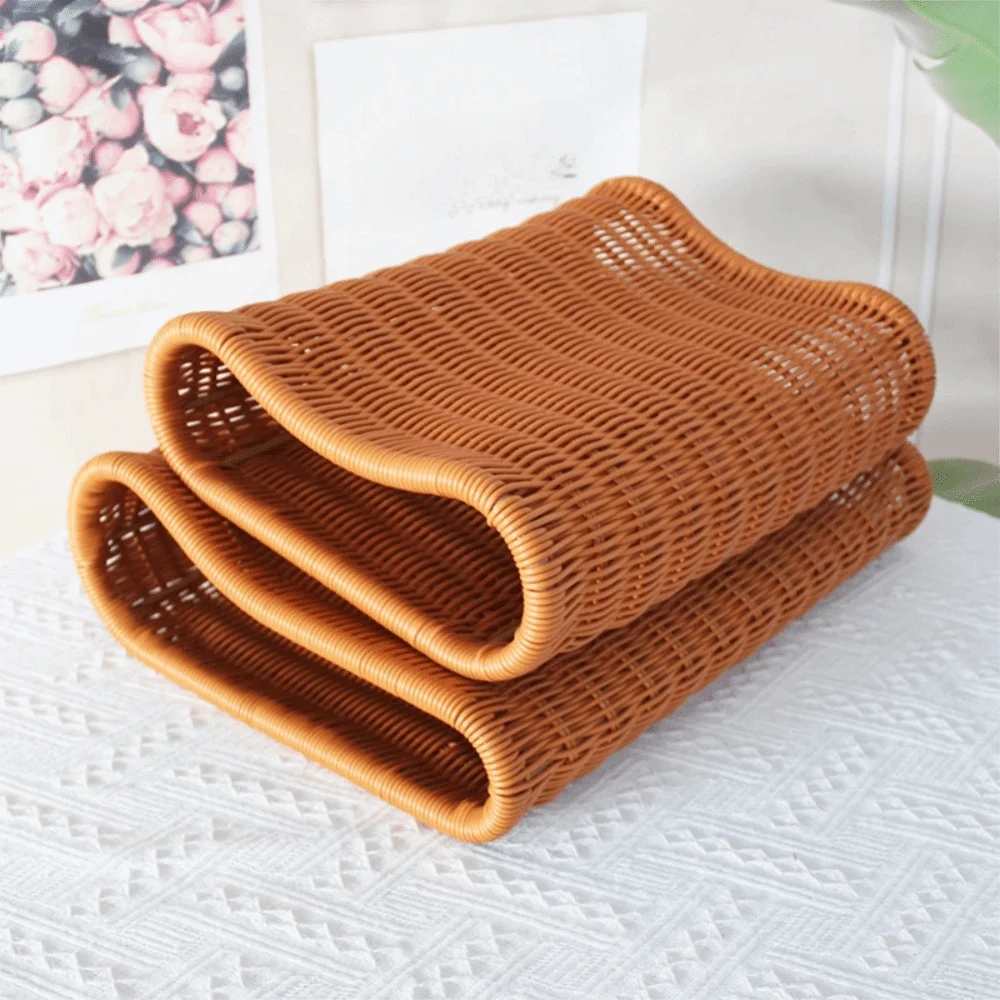 

Ergonomic Curve Design Imitation Rattan Woven Pillow Handwoven Hollow Artificial Rattan Headrest Breathable Vintage