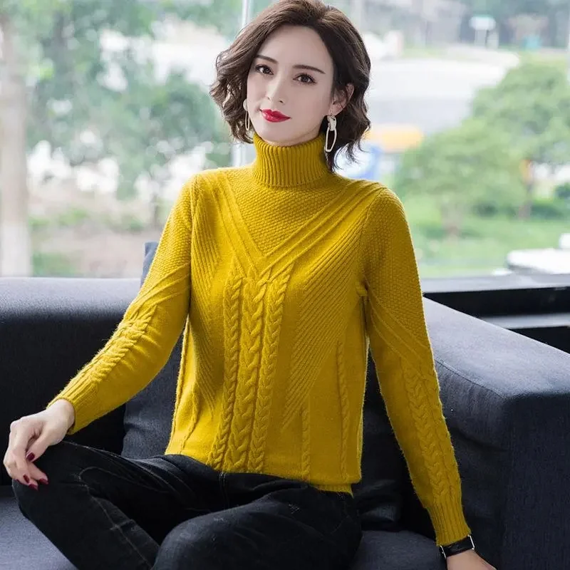 

Новинка 2023 года, женский свитер, пуловер, водолазка, осенне-зимний джемпер с длинными рукавами, тонкий базовый вязаный свитер в рубчик, Pull Femme