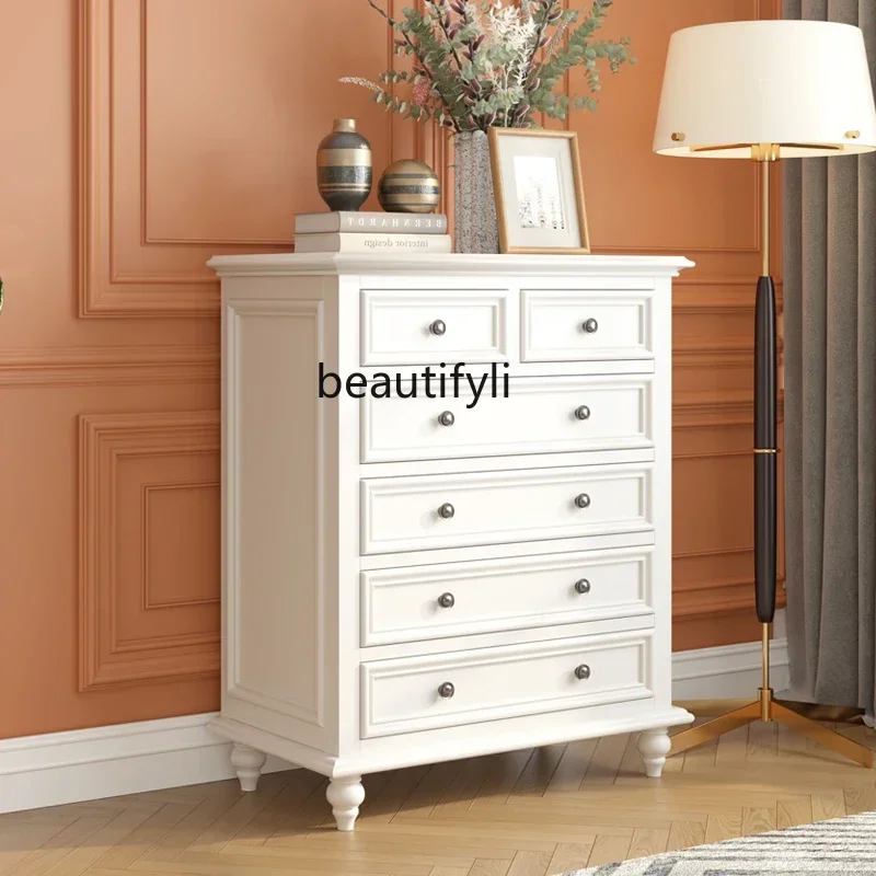 K185 Solid Wood Chest of Drawers Modern Minimalist Five Drawers Six Drawers Locker Ash Wood Living Room Entrance Cabinet Storage