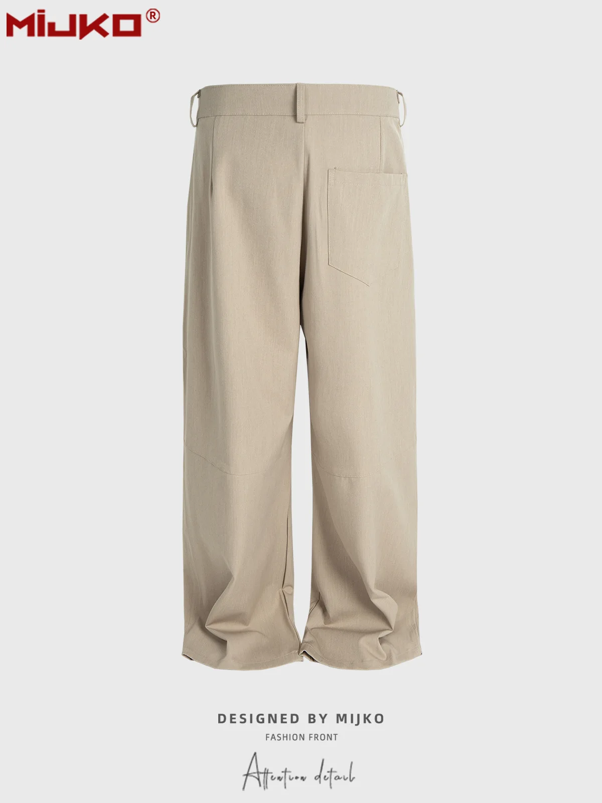 MIJKO للجنسين بنطال مستقيم الساق مطوي تصميم أسود رمادي مشمش السراويل C912 #