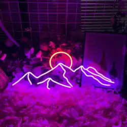 Neon Led  Sign Moutain and Sun Neon Lights USB LED Lamp Signs Home Wall Decor Bedroom Kid Room Bar Party Birthday Decoration