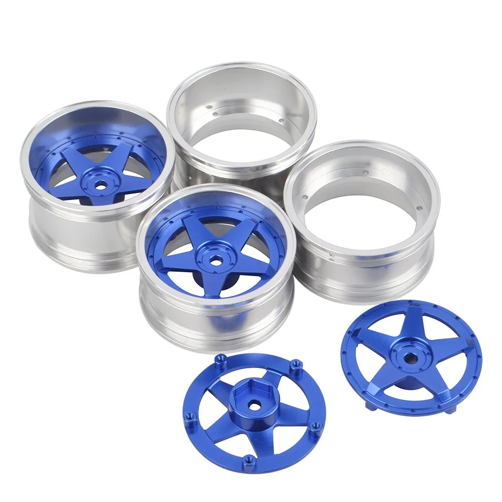 1/10 RC Aluminium Front Rear Wheels Rim Set for Tamiya TA01/TA02W/TA02 Porsche Turbo 934/TA03 RC On-Road Car